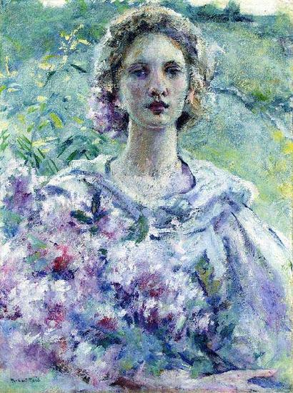 Robert Reid Girl with Flowers Spain oil painting art